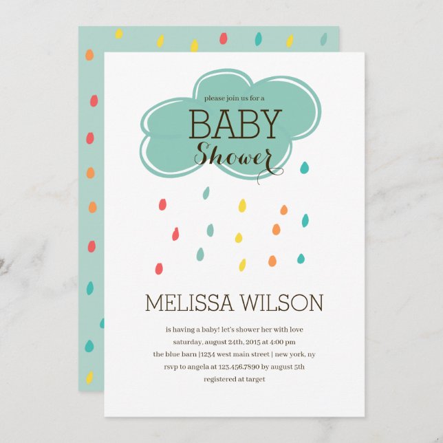 Cloud Baby Shower Party Invitation (Front/Back)