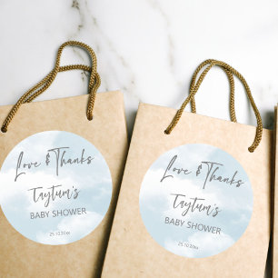 Cloud baby shower pastel clouds thank you favour classic round sticker