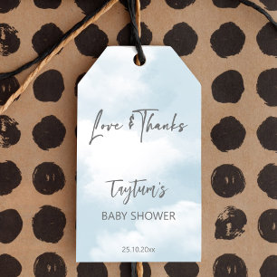 Cloud baby shower pastel grey clouds favour gift tags
