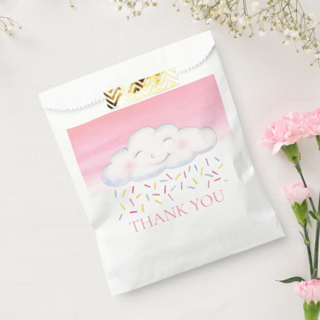 Cloud baby sprinkle pink watercolor thank you favour bags (Sealed)