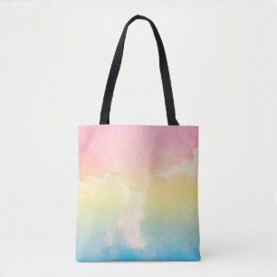 cloud background with a pastel coloured gradient.  tote bag
