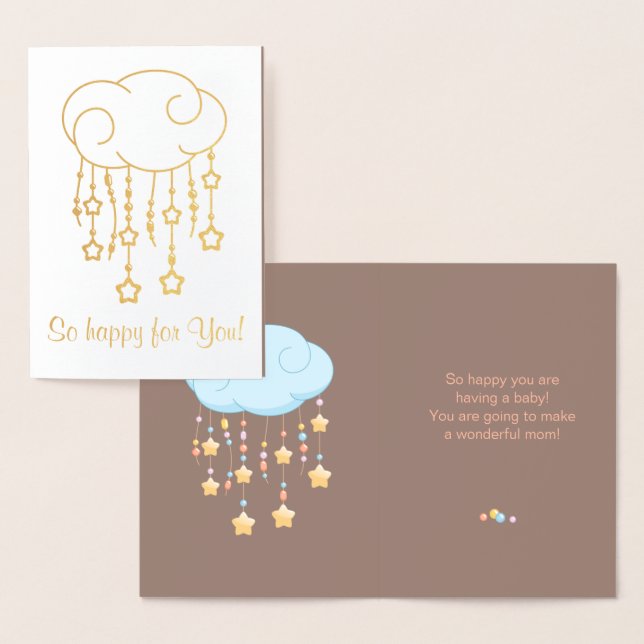Cloud Beads Stars Mobile Having Baby Brown Foil Card (Display)