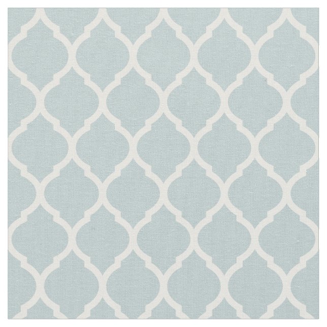 Cloud Blue Moroccan Quatrefoil Fabric (Close Up)