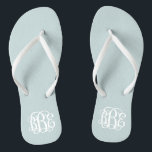 Cloud Blue Preppy Script Monogram Jandals<br><div class="desc">PLEASE CONTACT ME BEFORE ORDERING WITH YOUR MONOGRAM INITIALS IN THIS ORDER: FIRST, LAST, MIDDLE. I will customise your monogram and email you the link to order. Please wait to purchase until after I have sent you the link with your customised design. Cute preppy flip flip sandals personalised with a...</div>