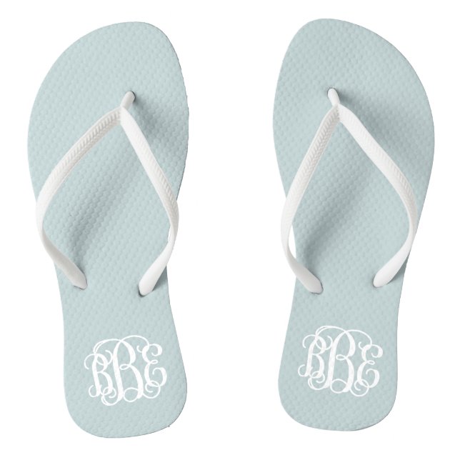 Cloud Blue Preppy Script Monogram Jandals (Footbed)
