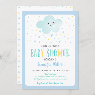 Cloud Boy Baby Shower Invitation