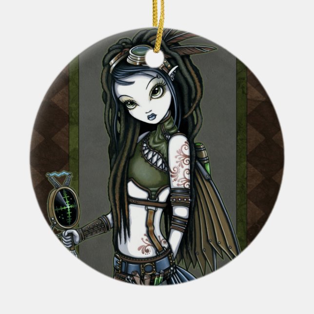 "Cloud Burst" Steampunk Aviatrix Fairy Ornaments (Front)