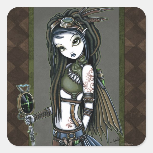 "Cloud Burst" Steampunk Aviatrix Fairy Stickers (Front)