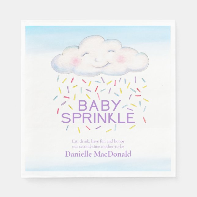 Cloud candy baby sprinkle colourful watercolor art napkin (Front)