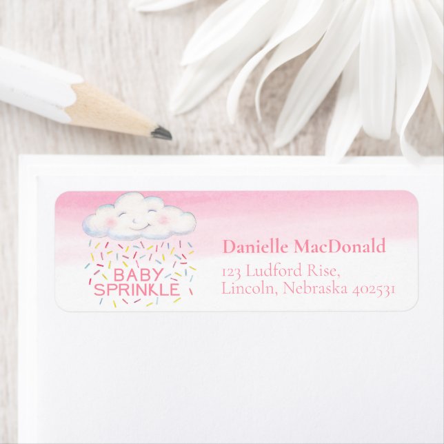 Cloud candy baby sprinkle pink watercolor art (Insitu)