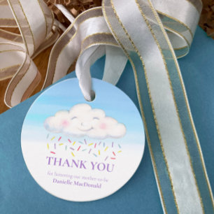 Cloud candy baby sprinkle watercolor thank you  favour tags