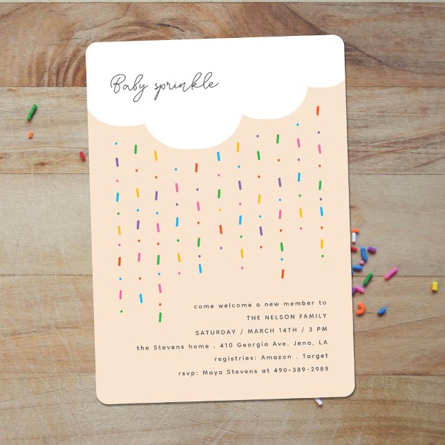 Cloud & Candy Sprinkles Peach Baby Sprinkle Invitation (Creator Uploaded)