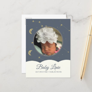 Cloud Constellation Faux Gold Baby  Announcement Postcard