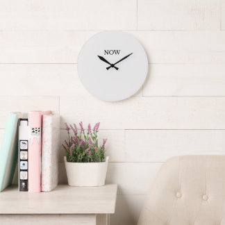 Cloud Dancer Colour Off-white Neutral Grey Plain Large Clock