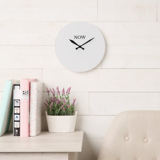 Cloud Dancer Colour Off-white Neutral Grey Plain  Large Clock (Reading Room)