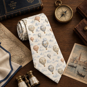 Cloud Dancer Vintage Hot Air Balloons Tie