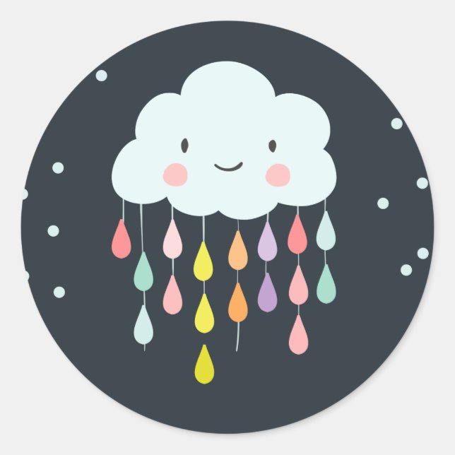 Cloud Envelope seal sticker Baby shower sprinkle (Front)