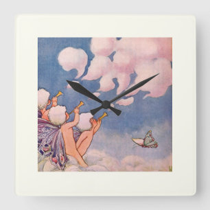 Cloud Faeries Making Clouds Square Wall Clock
