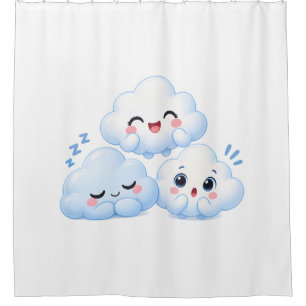 Cloud Friends Trio Shower Curtain