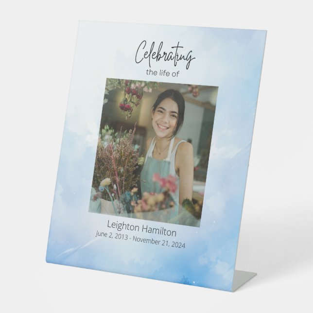 Cloud Funeral Celebration of Life Sign (Front)