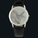 Cloud Matrix Watch<br><div class="desc">Cloud Matrix II by Jennifer Goldberger. Features a gold, mesh-like shape against a contrasting cloud-like grey background.</div>