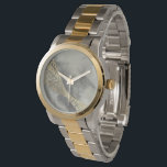 Cloud Matrix Watch<br><div class="desc">Cloud Matrix II by Jennifer Goldberger. Features a gold,  mesh-like shape against a contrasting cloud-like grey background.</div>