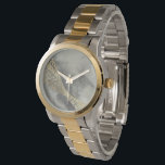 Cloud Matrix Watch<br><div class="desc">Cloud Matrix II by Jennifer Goldberger. Features a gold, mesh-like shape against a contrasting cloud-like grey background.</div>