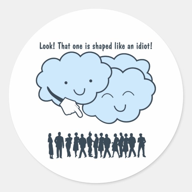 Cloud Mocks Human Shapes Funny Cartoon Classic Round Sticker (Front)