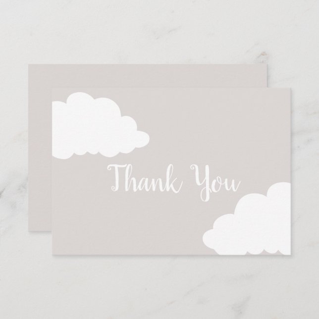 Cloud Neutral Baby Shower Thank You Card (Front/Back)