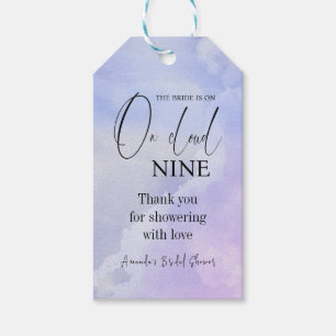 Cloud Nine 9 Calligraphy Blue Bridal Shower Favour Gift Tags