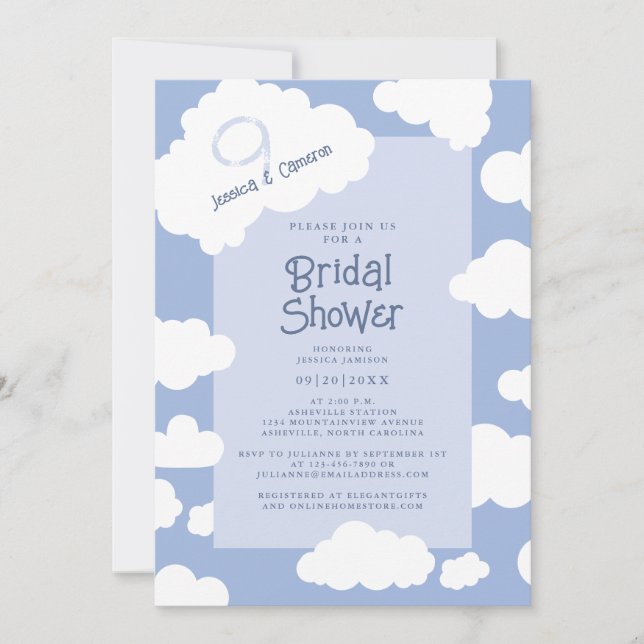 Cloud Nine 9 Cute Fun Party Wedding Bridal Shower  Invitation (Front)
