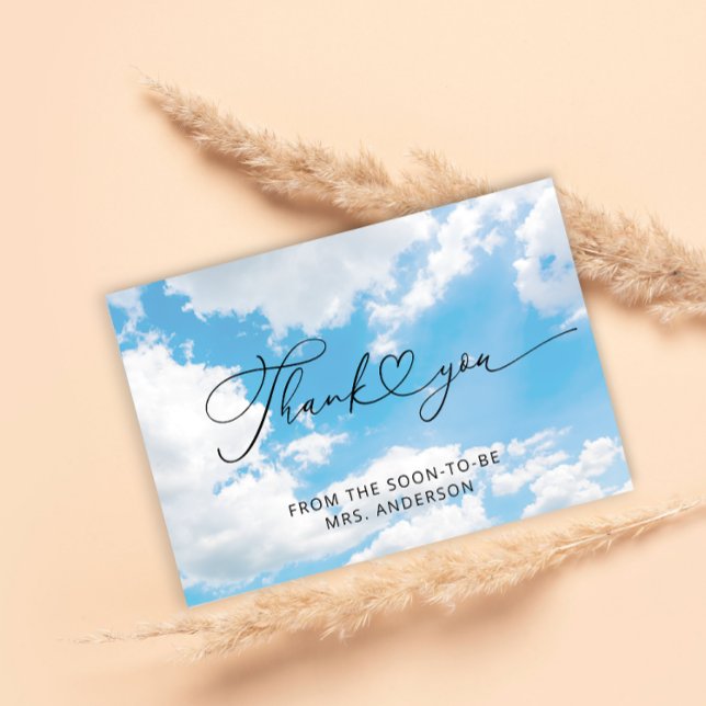 Cloud Nine 9 Elegant Bridal Shower Thank You Card (Creator Uploaded)