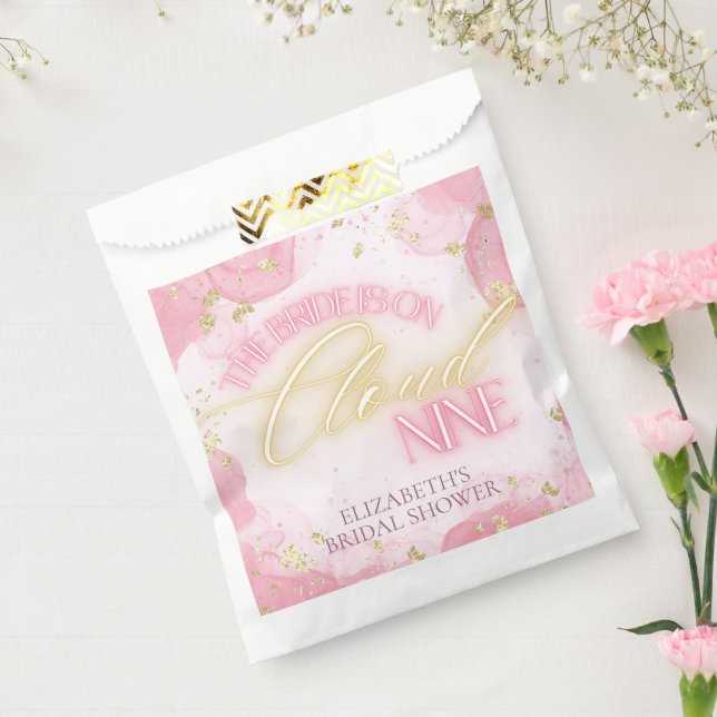 Cloud Nine 9 Glow Pink Gold Glitter Bridal Shower Favour Bags (Sealed)