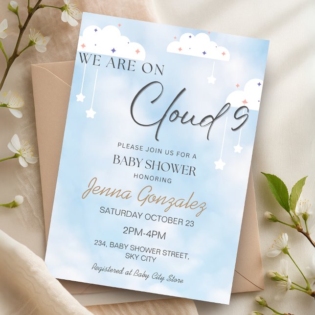 Cloud Nine 9 Sky Baby Boy Baby Shower Invitation (Cloud Nine 9 Sky Baby Boy Baby Shower Invitation)