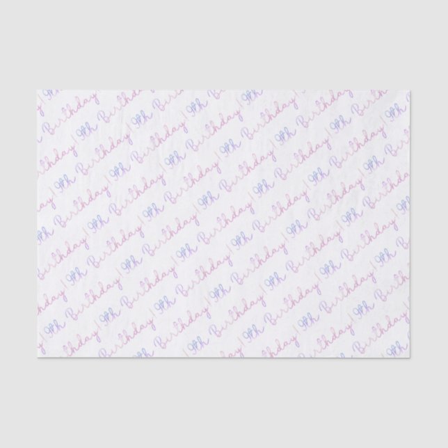 Cloud Nine 9th Birthday Tissue Paper – Colourful P (Front)