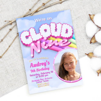 Cloud Nine - 9th Birthday with Photo Invitation