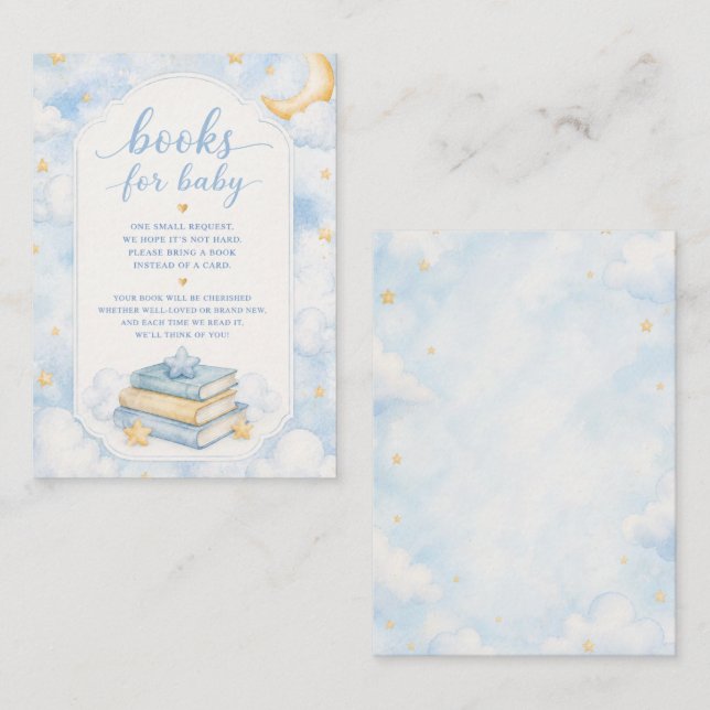 Cloud Nine Baby Boy Baby Shower Book Request  Enclosure Card (Front/Back)