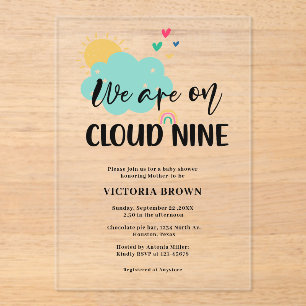Cloud NIne Baby Shower  Acrylic Invitations