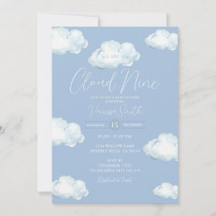 Cloud Nine Baby Shower Blue Cloud Invitation