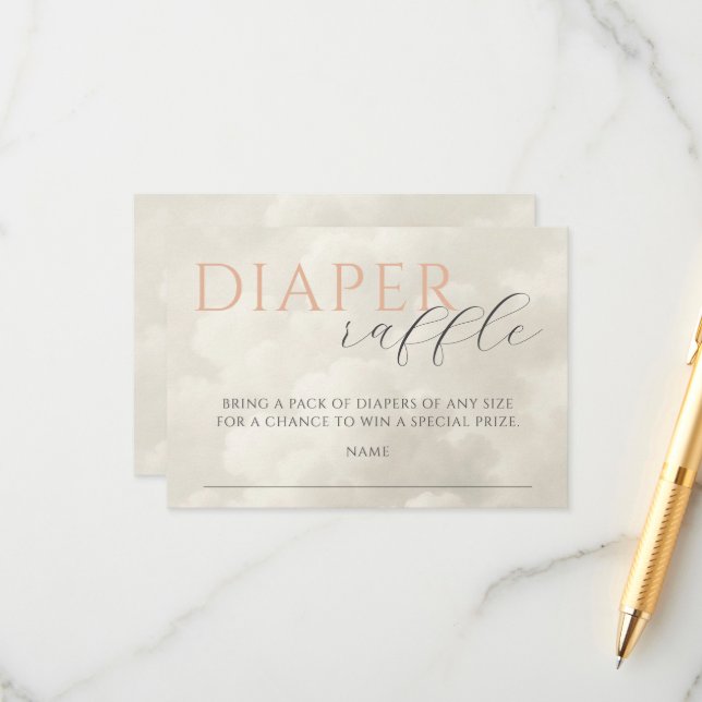 Cloud Nine Baby Shower Diaper Raffle Enclosure Card (Front/Back In Situ)