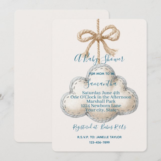 Cloud Nine Baby Shower Invitation (Front/Back)