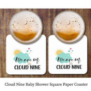 Cloud Nine Baby Shower  Square Paper Coaster