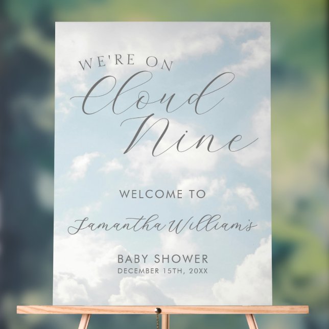 Cloud Nine Baby Shower Welcome Acrylic Sign (Neutral)
