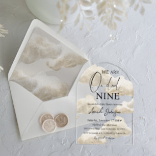 Cloud Nine Beige Gender Neutral Sky Baby Shower Acrylic Invitations