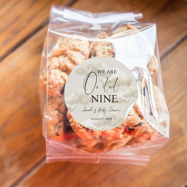 Cloud Nine Beige Gender Neutral Sky Baby Shower Classic Round Sticker (Creator Uploaded)