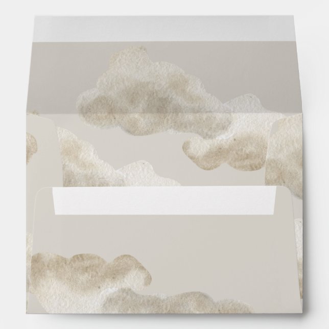 Cloud Nine Beige Gender Neutral Sky Baby Shower Envelope (Back (Bottom))