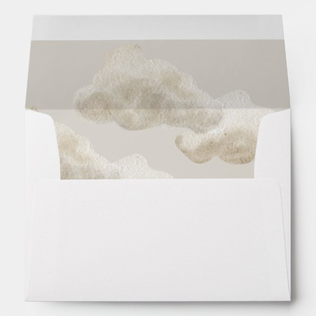 Cloud Nine Beige Gender Neutral Sky Baby Shower Envelope (Back (Bottom))