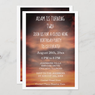 Cloud Nine Birthday Party 2nd Two Custom Age Invitation