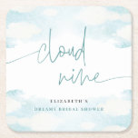 Cloud Nine Blue and White Bridal Shower dreamy Square Paper Coaster<br><div class="desc">Escape to cloud nine with our enchanting Blue and White Watercolor Collection, designed to elevate your bridal shower to a dreamy affair. Dive into the ethereal beauty of our invitations, where soft hues and watercolor clouds set the tone for an elegant celebration. Immerse your guests in the whimsical charm of...</div>