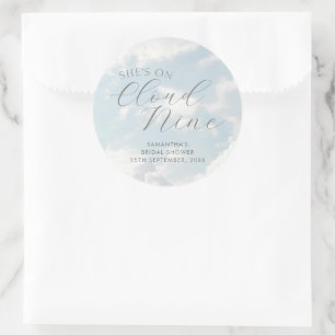 Cloud Nine Blue Cloudy Sky Modern Bridal Shower  Classic Round Sticker